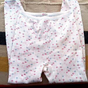 New Large Hanes Women's Thermal Pajama Bottoms Snowflake Print Cotton Blend